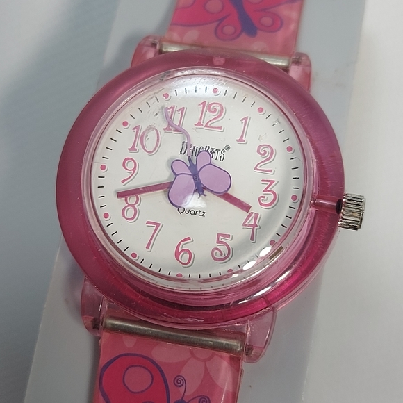 Vintage Dingbats Quartz Pink Butterfly Wrist Watch, New Battery - Picture 1 of 9